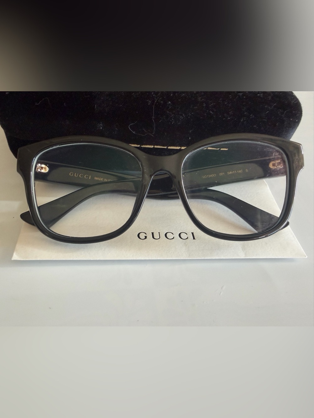 Gucci Women Black Oversized Square Acetate Glasses